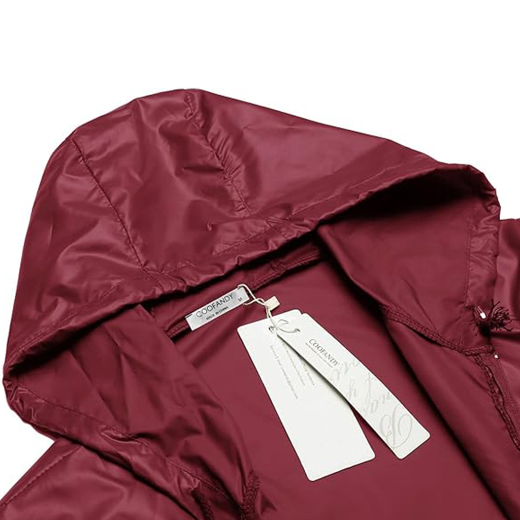 Rain Jacket for Men in Wine Red on Amazon, on Sale