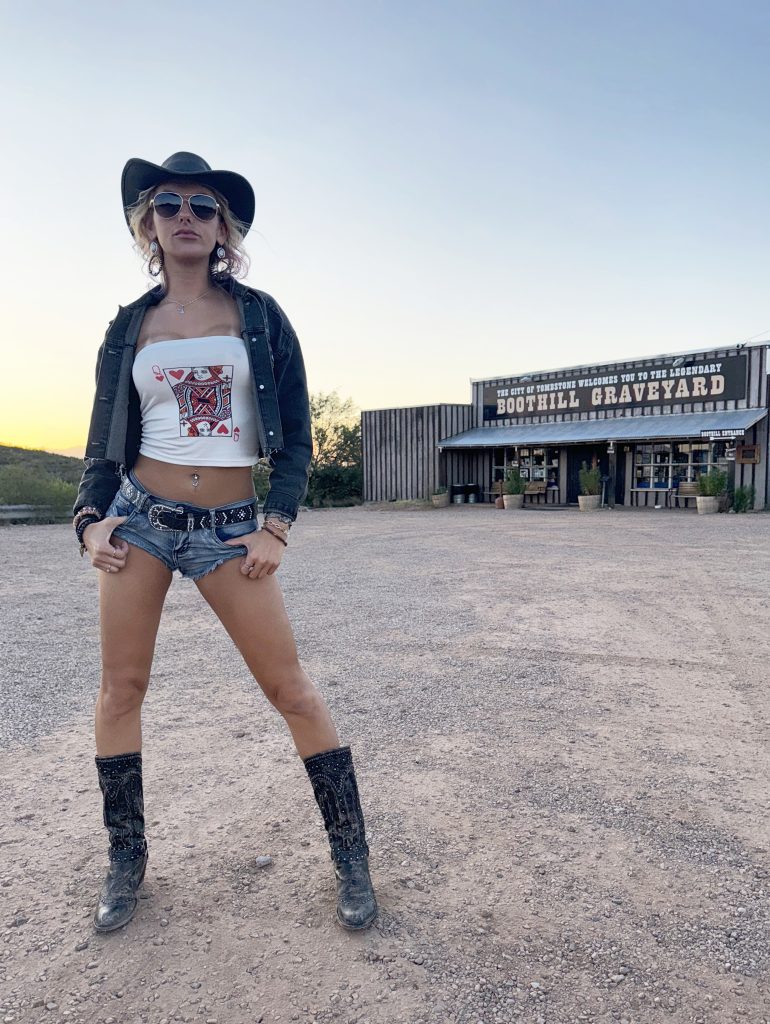 Griffin Maria posing in Tombstone, AZ