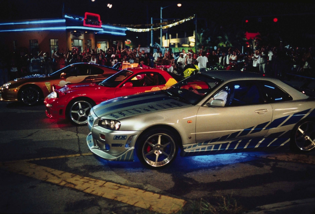 2 Fast 2 Furious, shot in Miami, FL, was the second installment of the Fast and the Furious franchise. Hailey Magoon prefers the Nissan Skyline (closest) driven by Paul Walker's character, Brian O'Conner.