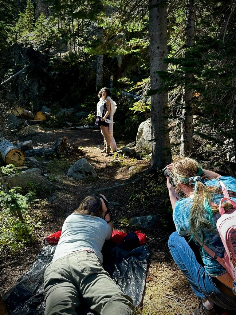 Group shooting Yaya Han in her Princess Mononoke costume