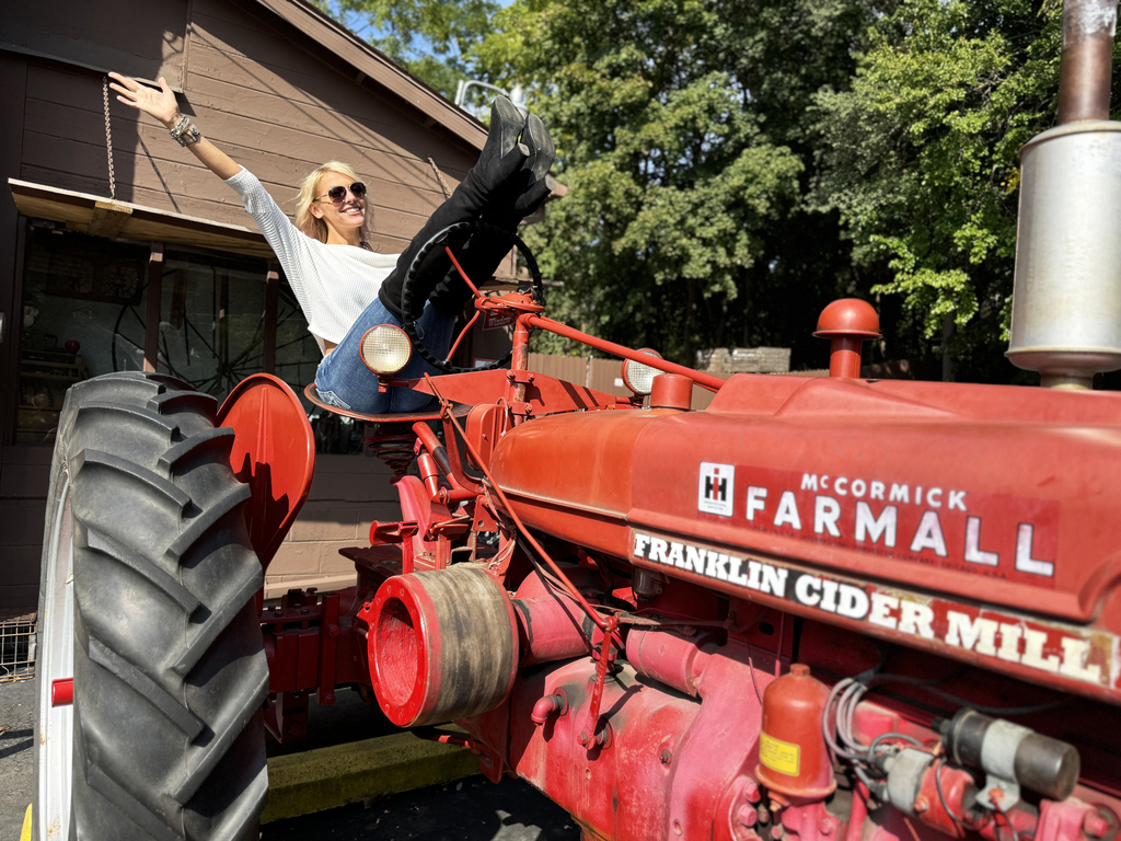 Griffin Maria Franklin Cider Mill on tractor