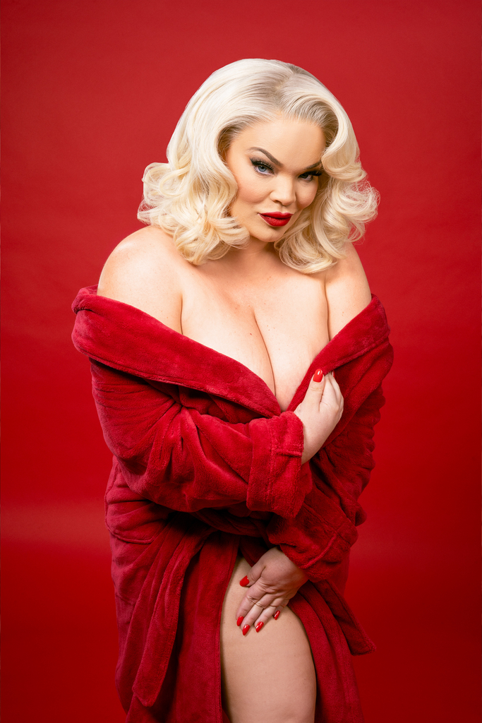 Trisha Paytas in a red robe.